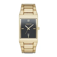 Claiborne® Mens Rectangular Gold-Tone Strap Watch