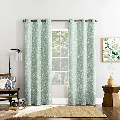 Sun Zero Satti Grommet Top 100% Blackout Single Curtain Panel