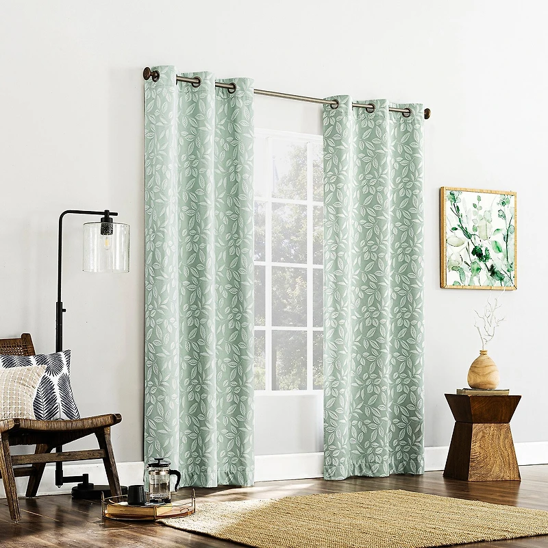 Sun Zero Satti Grommet Top 100% Blackout Single Curtain Panel
