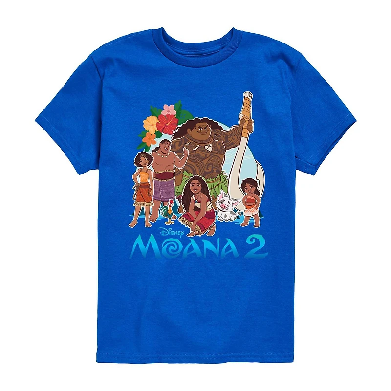 Disney Collection Little & Big Kid Boys Crew Neck Short Sleeve Regular Fit Princess Moana Graphic T-Shirt