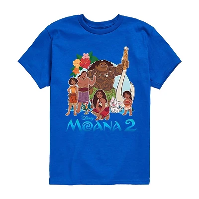 Disney Collection Little & Big Kid Boys Crew Neck Short Sleeve Regular Fit Princess Moana Graphic T-Shirt