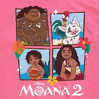 Disney Collection Little & Big Kid Girls Crew Neck Short Sleeve Regular Fit Princess Moana Graphic T-Shirt
