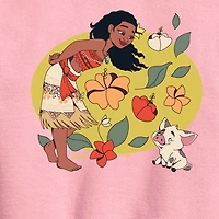 Disney Collection Maui Little & Big Kid Girls Crew Neck Long Sleeve Princess Moana Sweatshirt