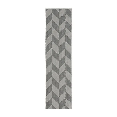 Nicole Miller Country Calla Herringbone Washable 1'9" X 7'2" Outdoor Rectangular Runner