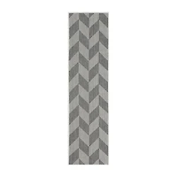 Nicole Miller Country Calla Herringbone Washable 1'9" X 7'2" Outdoor Rectangular Runner