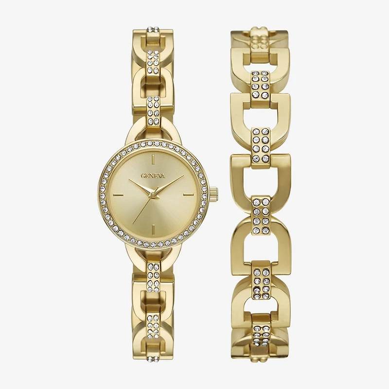 Geneva Womens Crystal Accent Gold Tone Bracelet Watch Fmdjm314