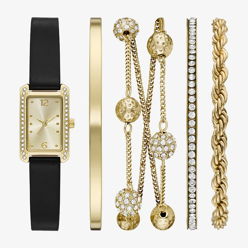Womens Crystal Accent Brown 5-pc. Watch Boxed Set Fmdjset357