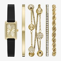 Womens Crystal Accent Brown 5-pc. Watch Boxed Set Fmdjset357