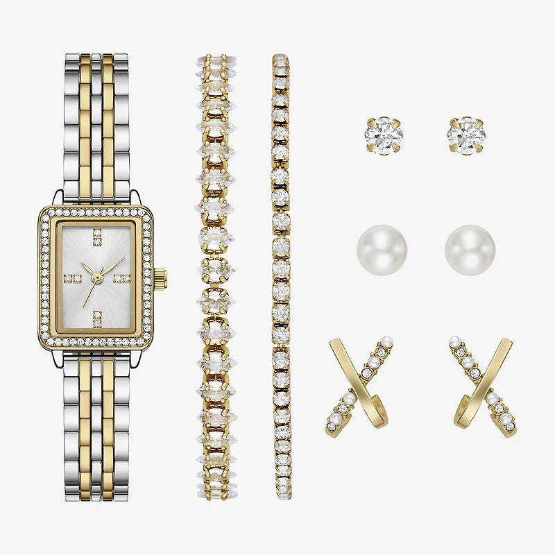 Womens Crystal Accent Two Tone 9-pc. Watch Boxed Set Fmdjset358