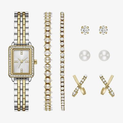 Womens Crystal Accent Two Tone 9-pc. Watch Boxed Set Fmdjset358