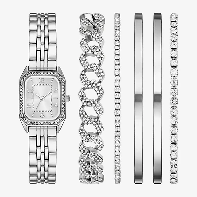 Womens Crystal Accent Silver Tone 6-pc. Watch Boxed Set Fmdjset360