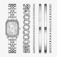 Womens Crystal Accent Silver Tone 6-pc. Watch Boxed Set Fmdjset360