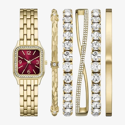 Womens Crystal Accent Gold Tone 6-pc. Watch Boxed Set Fmdjset361