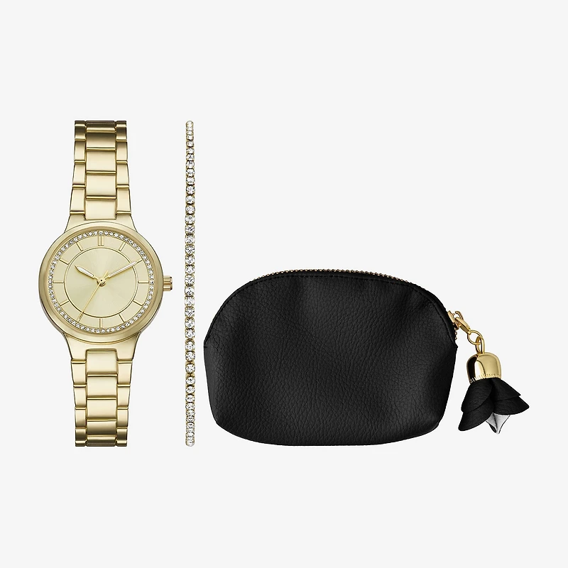 Womens Crystal Accent Gold Tone 3-pc. Watch Boxed Set Fmdjset363