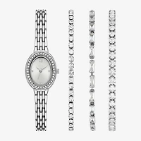 Womens Crystal Accent Silver Tone 4-pc. Watch Boxed Set Fmdjset364
