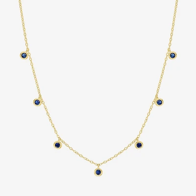 Lab Created Gemstone 14K Gold Over Silver 18 Inch Station Necklace