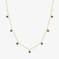 Lab Created Gemstone 14K Gold Over Silver 18 Inch Station Necklace