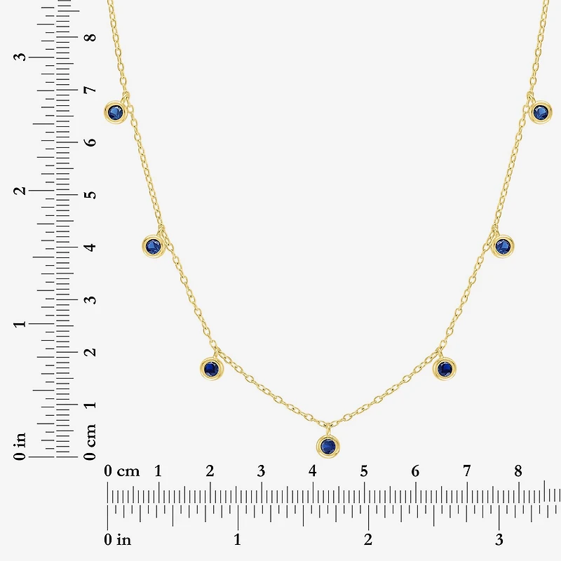 Lab Created Gemstone 14K Gold Over Silver 18 Inch Station Necklace