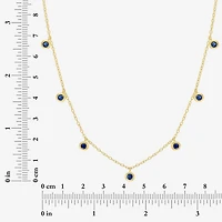 Lab Created Gemstone 14K Gold Over Silver 18 Inch Station Necklace