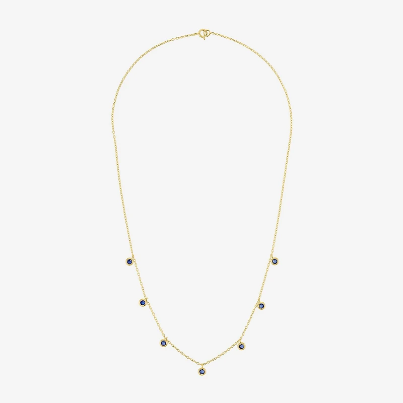 Lab Created Gemstone 14K Gold Over Silver 18 Inch Station Necklace