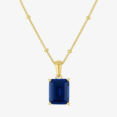 Womens Lab Created Blue Sapphire 14K Gold Over Silver 16 Inch Pendant Necklace