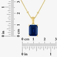 Womens Lab Created Blue Sapphire 14K Gold Over Silver 16 Inch Pendant Necklace