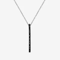 Womens 3/8 CT. T.W. Natural Black Diamond Sterling Silver Round 18 Inch Pendant Necklace