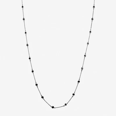 Womens 1 CT. T.W. Natural Black Diamond Sterling Silver Round 18 Inch Pendant Necklace