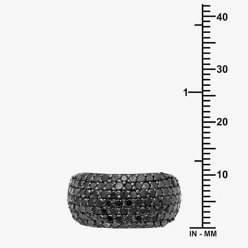 Womens 2 CT. T.W. Natural Black Diamond Sterling Silver Round Cocktail Ring