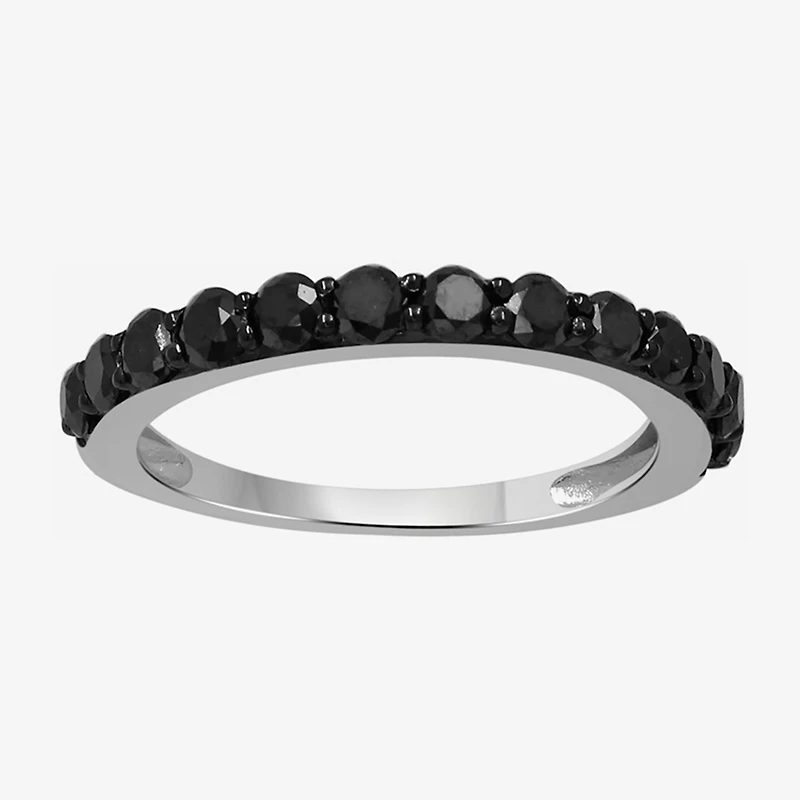 Womens CT. T.W. Natural Black Diamond Sterling Silver Round Band