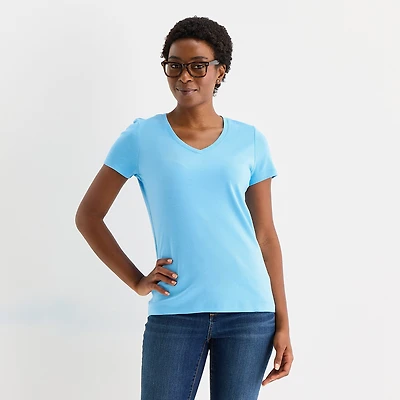 St. John's Bay Womens Tall V Neck Short Sleeve T-Shirt