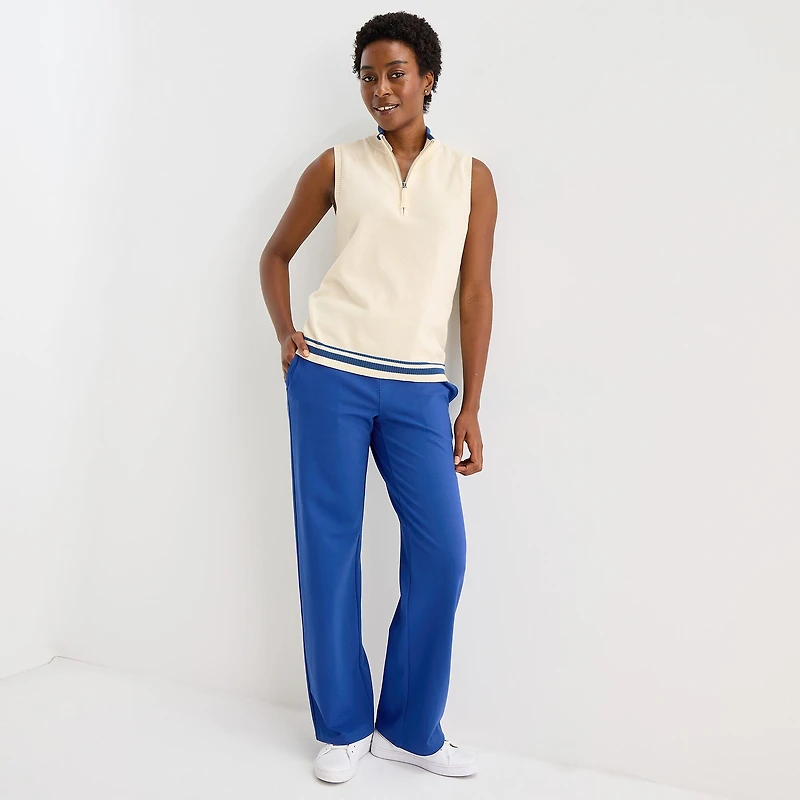 St. John's Bay Womens Mock Neck Sleeveless Quarter-Zip Pullover Sweater