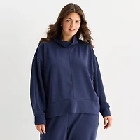 Stylus Womens Plus Funnel Neck Long Sleeve Sweatshirt