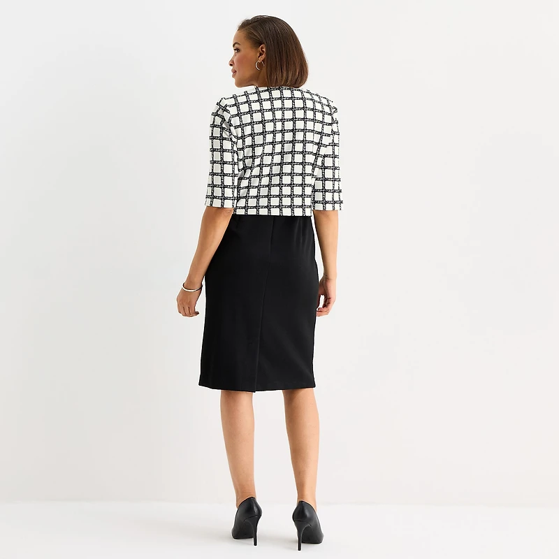 Maya Brooke Womens Plaid Jacket Dress