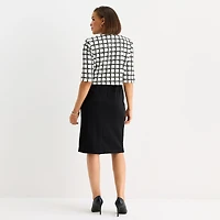Maya Brooke Womens Plaid Jacket Dress