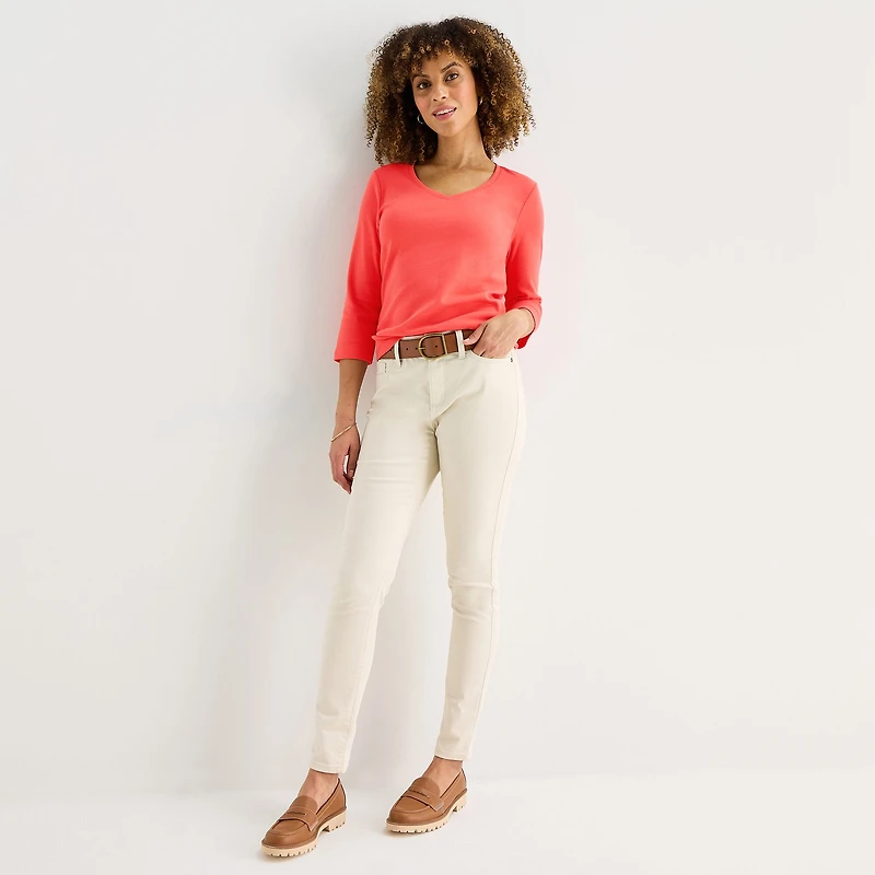 St. John's Bay Womens Tall V Neck 3/4 Sleeve T-Shirt