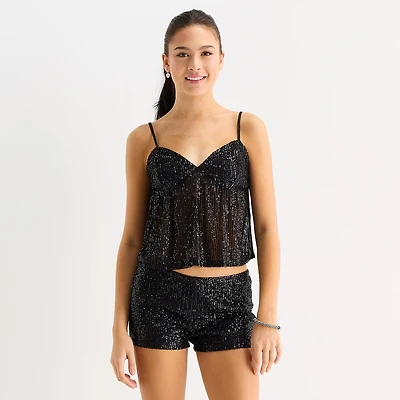 Forever 21 Womens Juniors Sweetheart Neck Sleeveless Babydoll Top