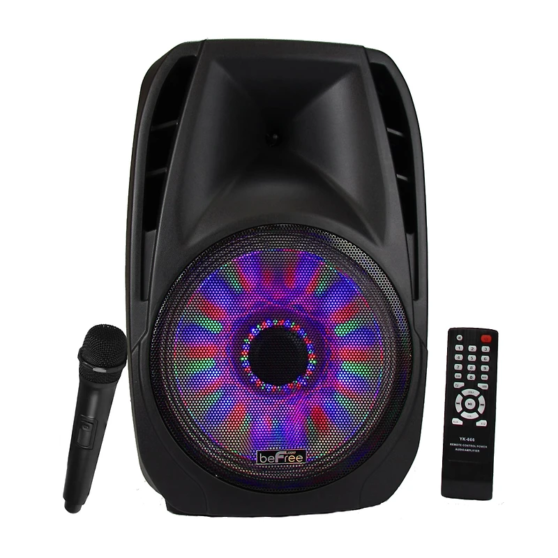 beFree Sound 15 Inch Bluetooth Tailgate Speaker with Sound/Volume Reactive Lights