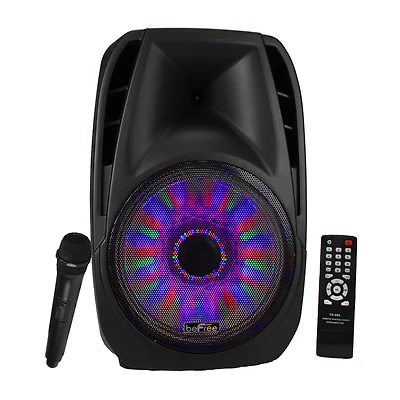 beFree Sound 15 Inch Bluetooth Tailgate Speaker with Sound/Volume Reactive Lights