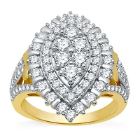(H-I / I1) Womens 2 CT. T.W. Lab Grown White Diamond 10K Gold Halo Cocktail Ring