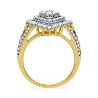 (H-I / I1) Womens 2 CT. T.W. Lab Grown White Diamond 10K Gold Halo Cocktail Ring