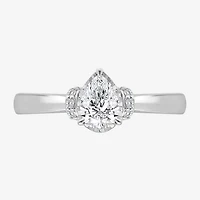 (I / I1) Womens 1 CT. T.W. Lab Grown White Diamond 10K or 14K Gold Pear Solitaire Engagement Ring