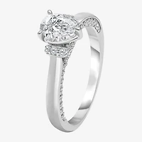 (I / I1) Womens 1 CT. T.W. Lab Grown White Diamond 10K or 14K Gold Pear Solitaire Engagement Ring