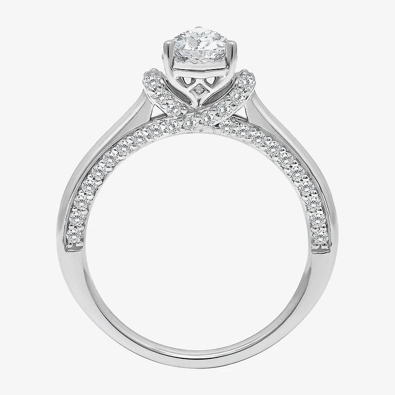 (I / I1) Womens 1 CT. T.W. Lab Grown White Diamond 10K or 14K Gold Pear Solitaire Engagement Ring