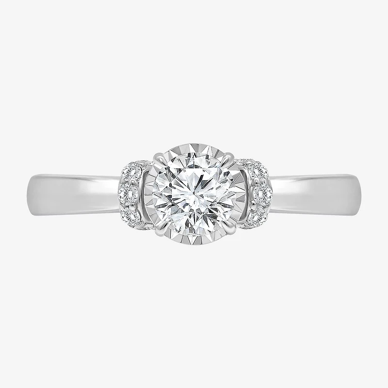 (I / I1) Womens 1 CT. T.W. Lab Grown White Diamond 10K Gold Round Solitaire Engagement Ring