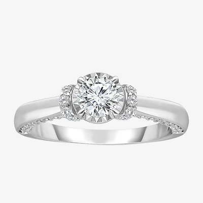 (I / I1) Womens 1 CT. T.W. Lab Grown White Diamond 10K Gold Round Solitaire Engagement Ring