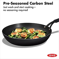 OXO Black Steel 12" Frying Pan with Silicone Sleeve