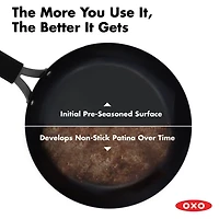 OXO Black Steel 12" Frying Pan with Silicone Sleeve