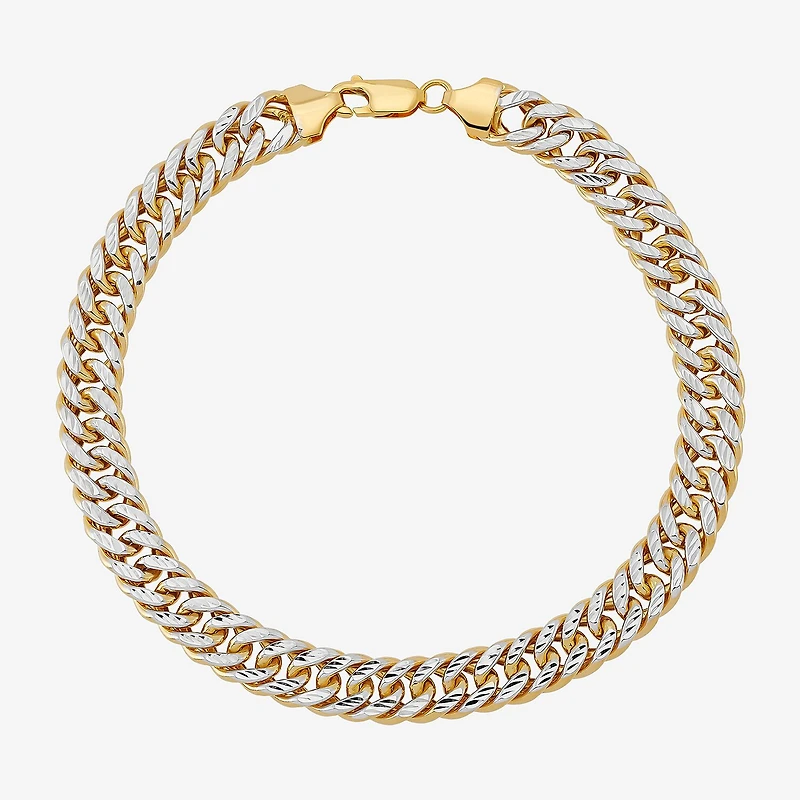 Mens 14K Gold 9 Inch Hollow Curb Chain Bracelet