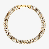 Mens 14K Gold 9 Inch Hollow Curb Chain Bracelet